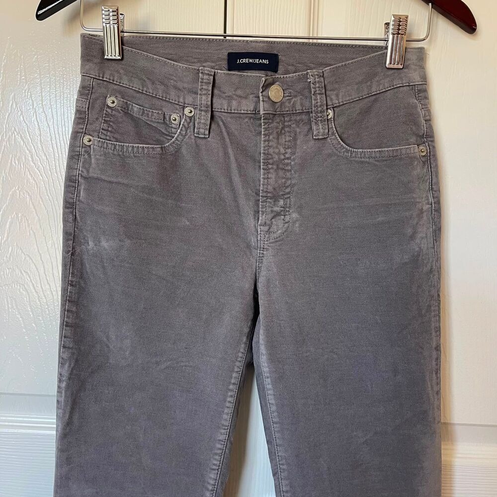 J Crew Jeans Womens 25 Gray Corduroy 9 High Rise Toothpick Stretch Skinny Pants - Picture 4 of 12